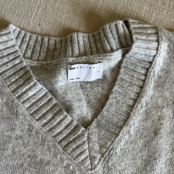 ASOS Light Gray V-neck Sweater - Picture 5 of 8
